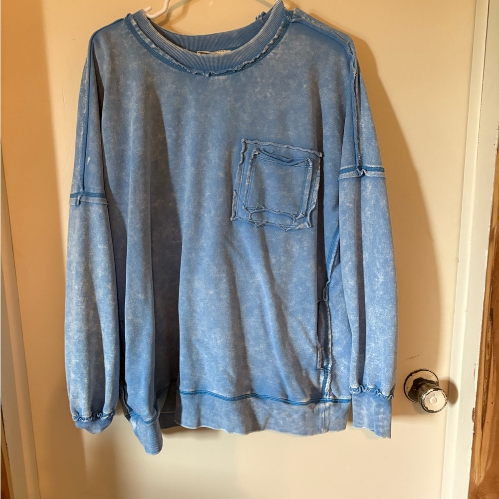 Zenana Outfitters Light Blue Pullover